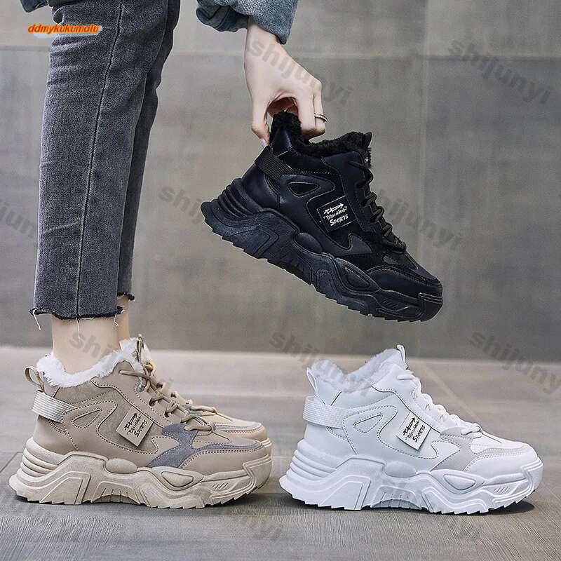 Fashionable Women's Platform Winter Thick Lace and Bottom Walking Tracks, Warm Cotton Non-Slip Comfortable Sports Tracks #ddmykukumalu