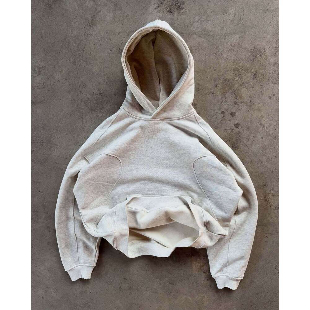 American casual cut simple hooded sweatshirt loose solid color versatile set