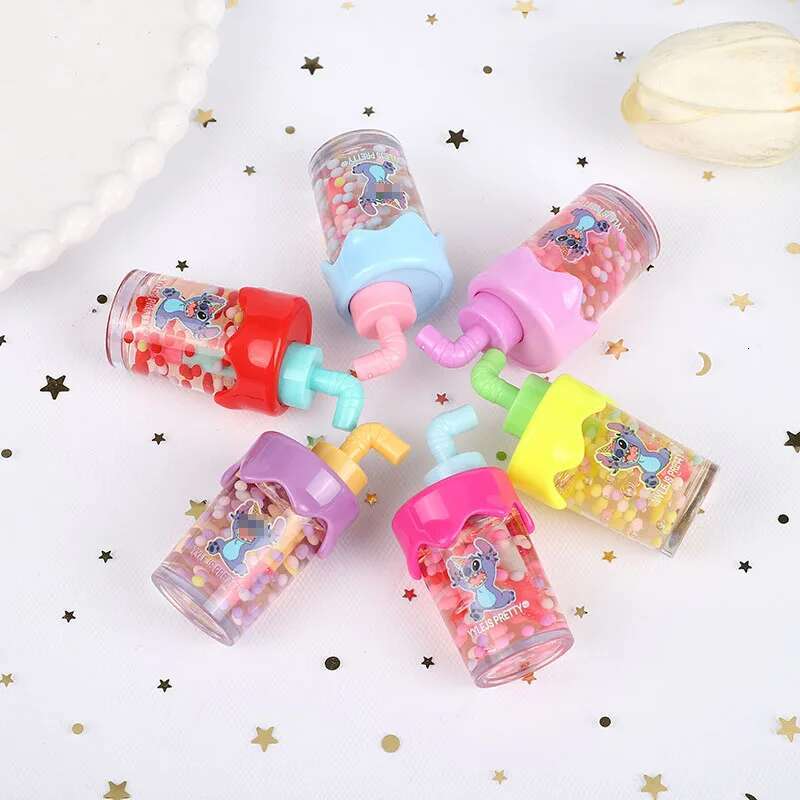 24Pcs Cute Cartoon Fruity Set Party Favors 6 Colors Color Changing Lip Gloss Liquid Lipstick Lips Makeup