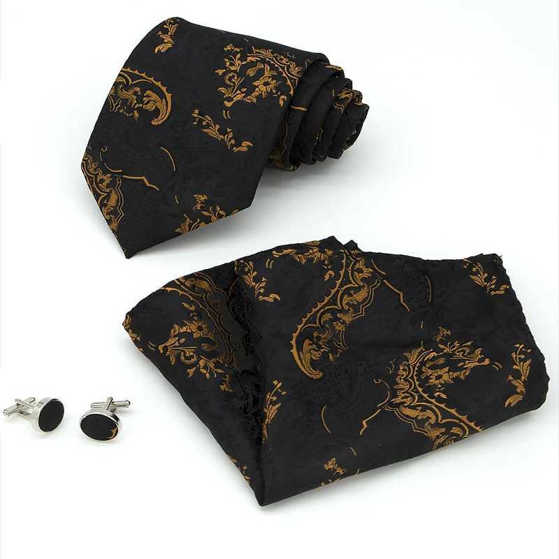 8.5cm Paisley Patter Vintage Mens Tie Hanky Cufflinks Set Wedding Gro Business Formal New Model Handmade Necktie X250407