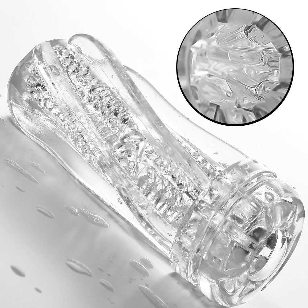 Reusable Vacuum Sex Cup Soft Cat Transparent Vagina Sexy Pocket Male Masturbation Cup Endurance Sports ToyW250408
