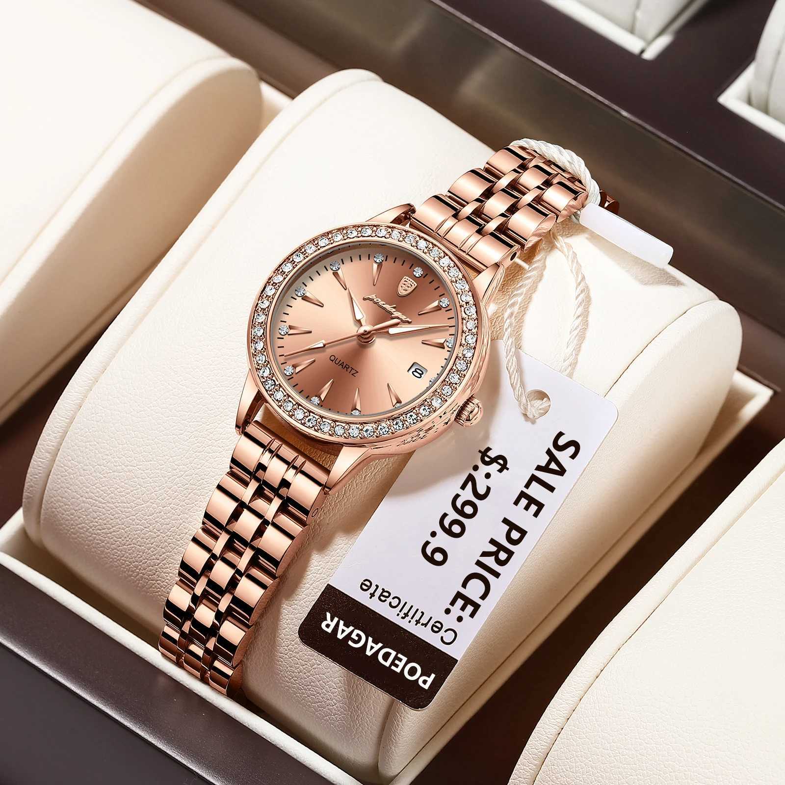 Poedagar Luxury Casual Womens Watch Waterproof Date Womens Watch Elegant Diamond Womens Quartz Watch Simple Womens WatchT250408