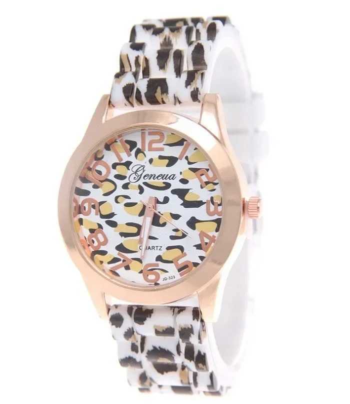 Leopard Print Silicone Watch 2024 New Casual Student Watch Leopard Print Colored QuartzT250408