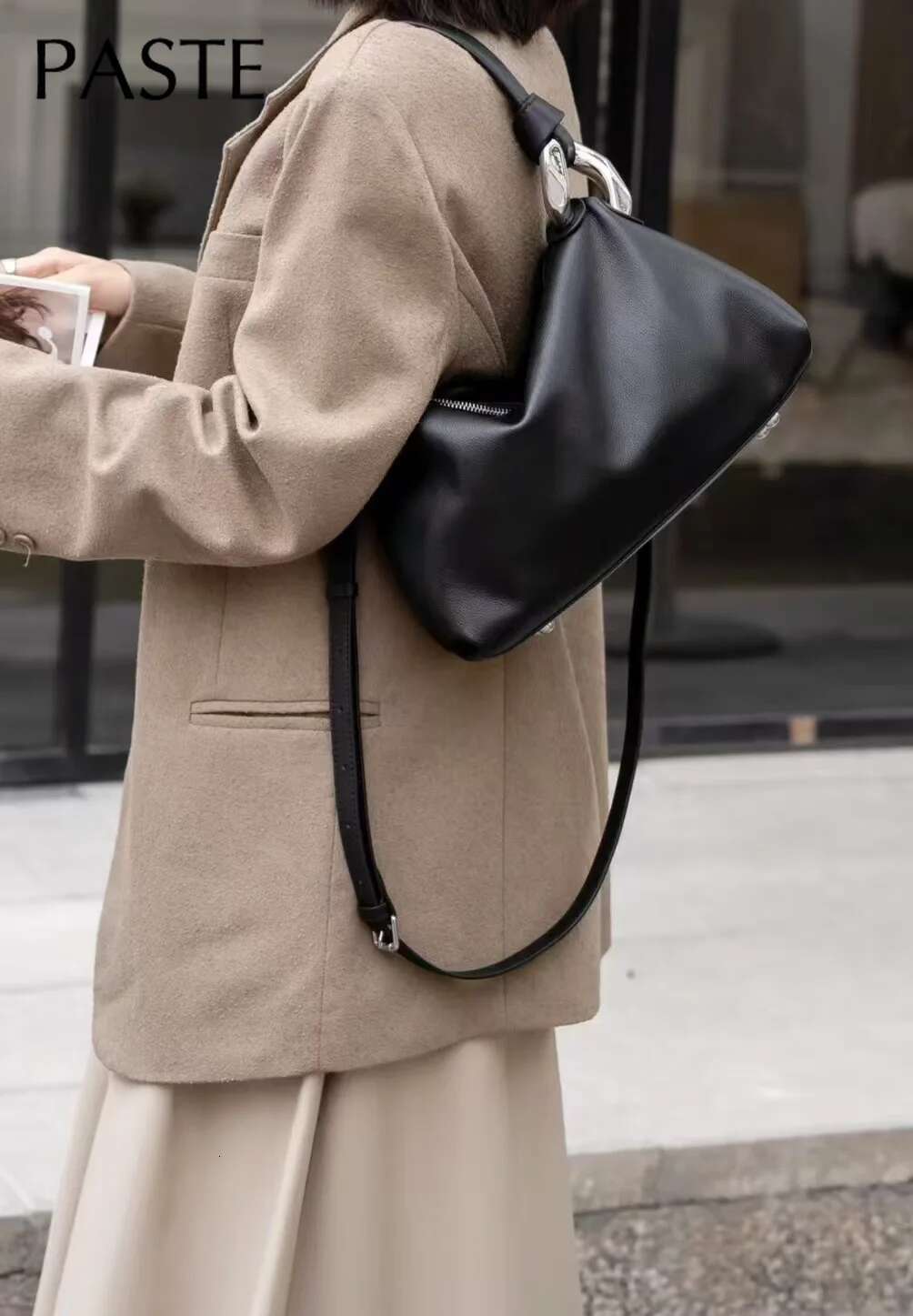 Ins Chic Original Design Soft Hobo Tote Wine Red Grey Color First Layer Cow Leather Women Shoulder Bag Elegant Purse