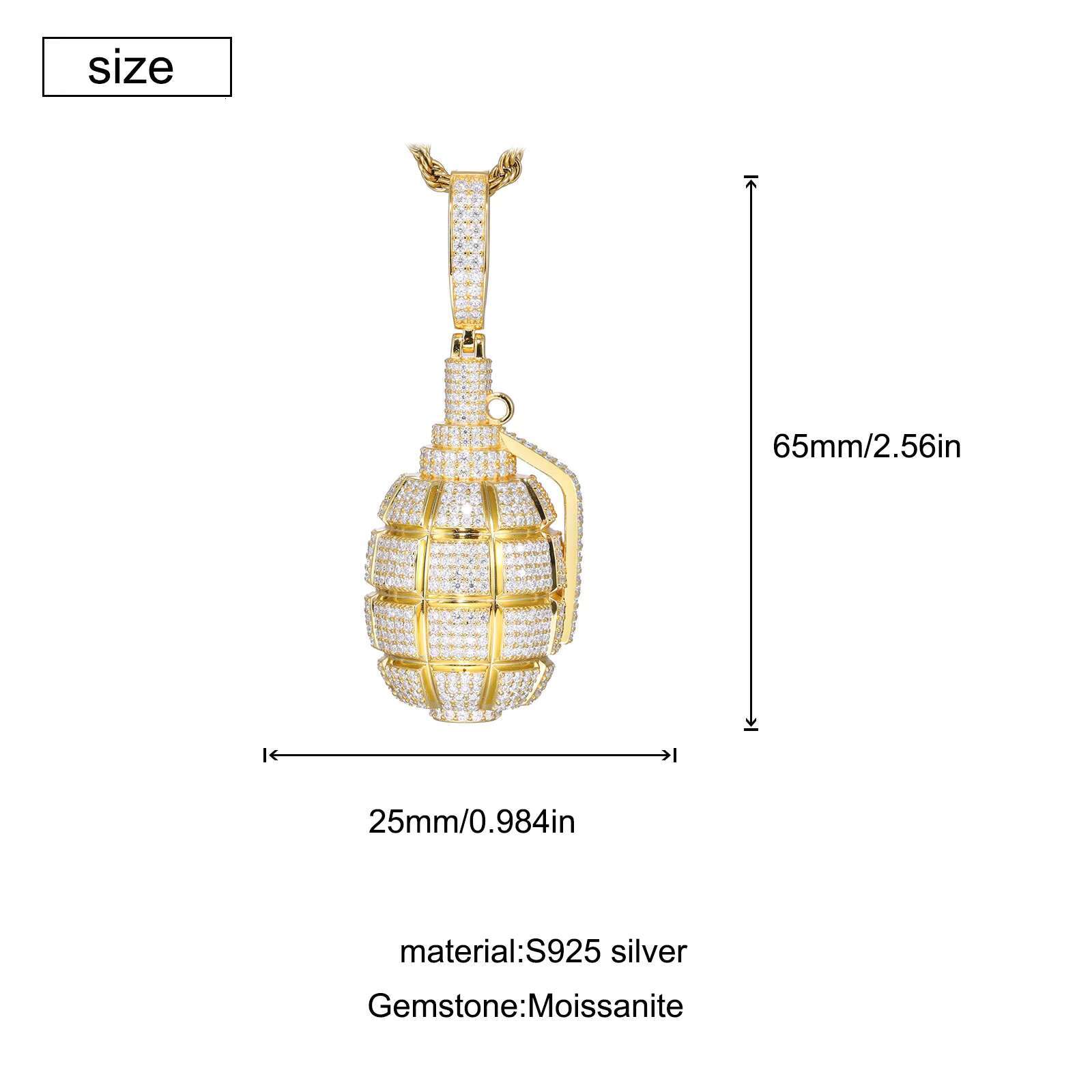 Lab Grown Moissanite Pendant 925 Silver 18K Gold Finish Jewelry Gift for Her Men and Women