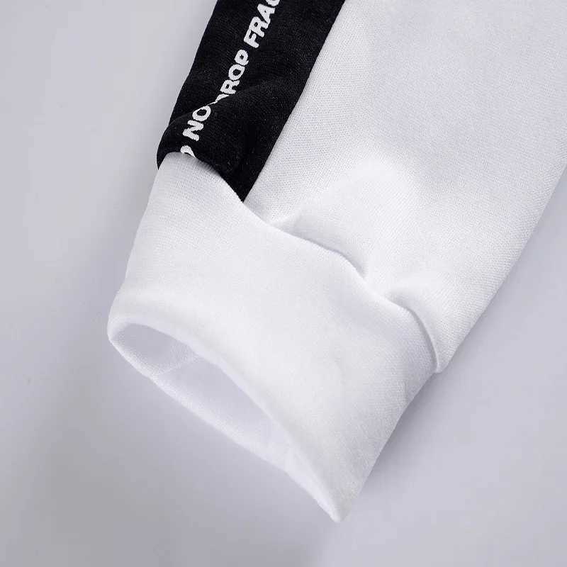 Mens hooded sportswear casual sports top autumn black and white simple zipper jogging pants street sportswear clothing W250408