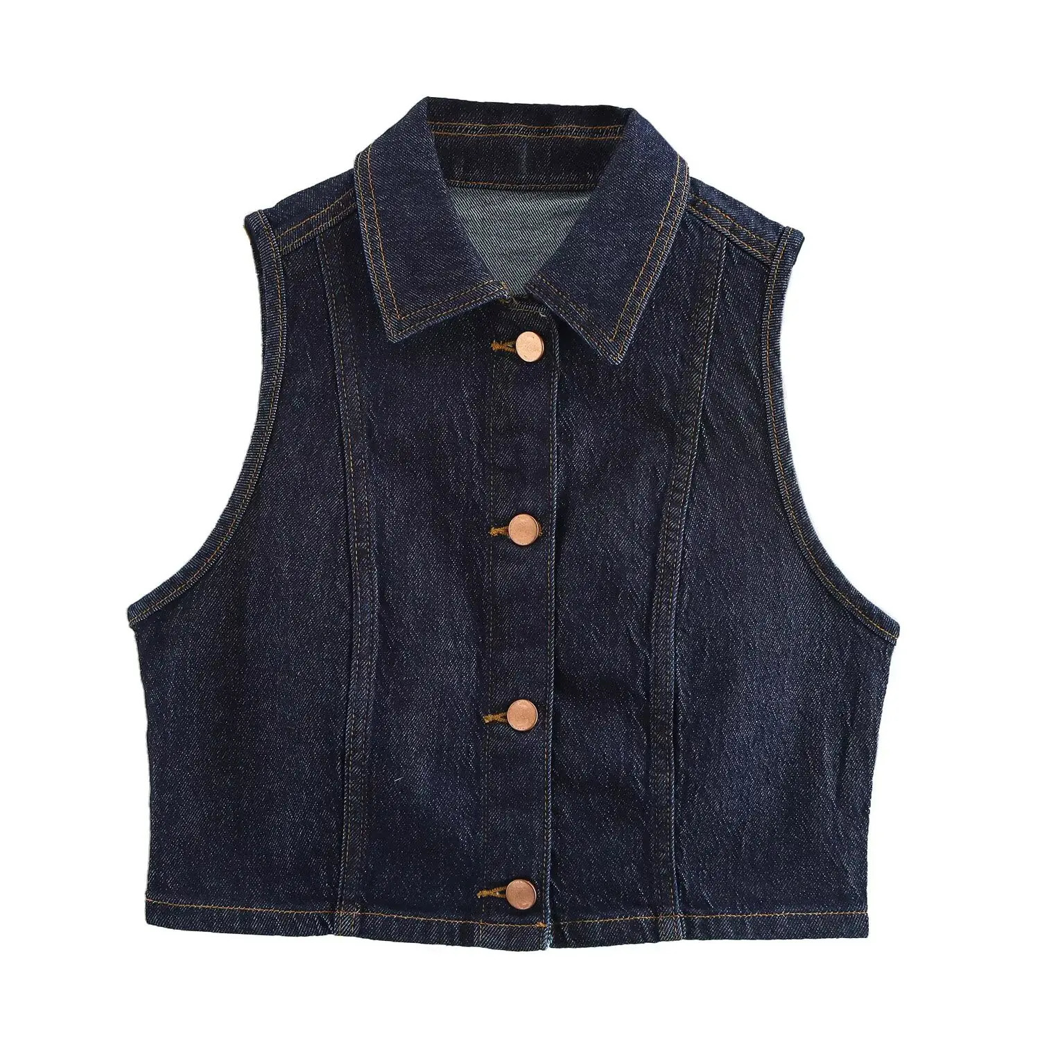 UNIZERA womens short denim vest top high waisted jeans split denim skirt temperament spring vest 250408