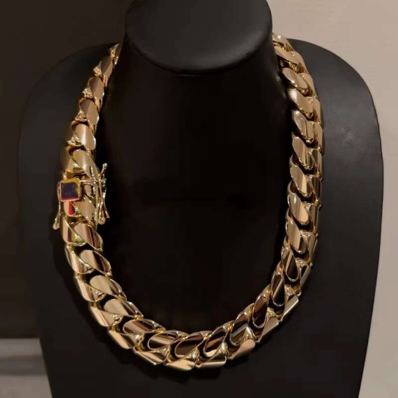 30mm Cuban Chain Hiphop Gold Plated Curb Custom Cuban Necklaces 925 Sterling Silver Cuban Link Chain