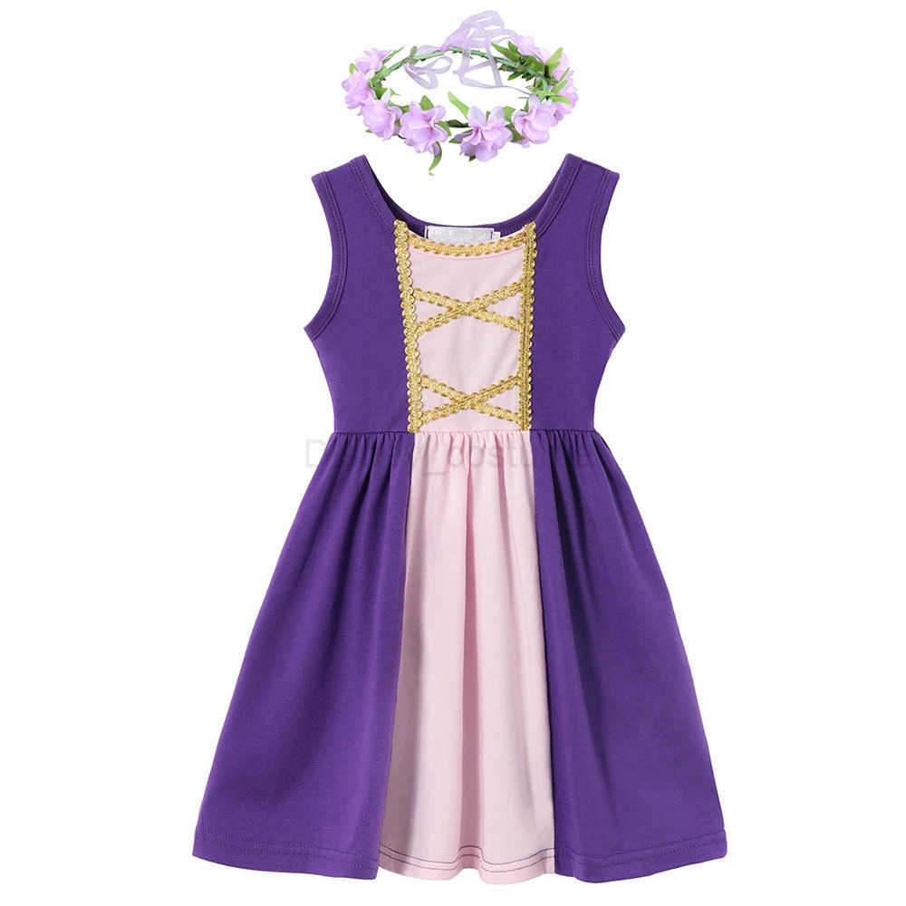 Disney Casual Girl Dress Summer Sleeveless Sweet Dresses Anna Snow White Princess Vestidos Toddler Clothing Daily Outfits Fashion X250408