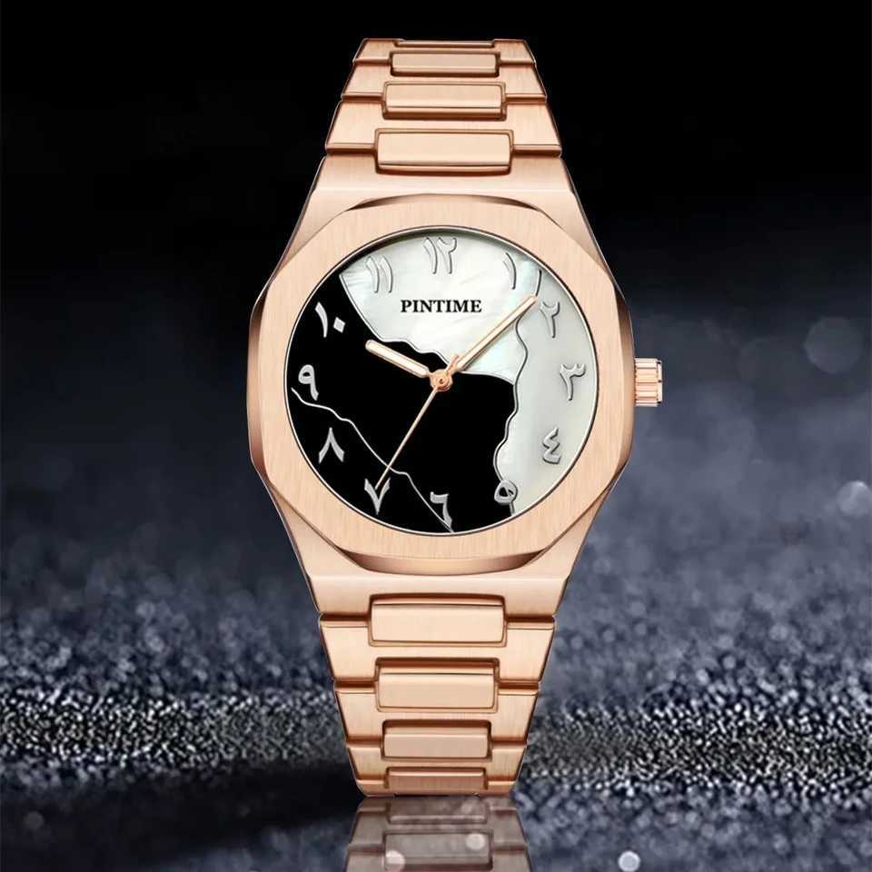 Arabic numeral shell face mens watch luxury brand steel band quartz fashion creative watch Y250407