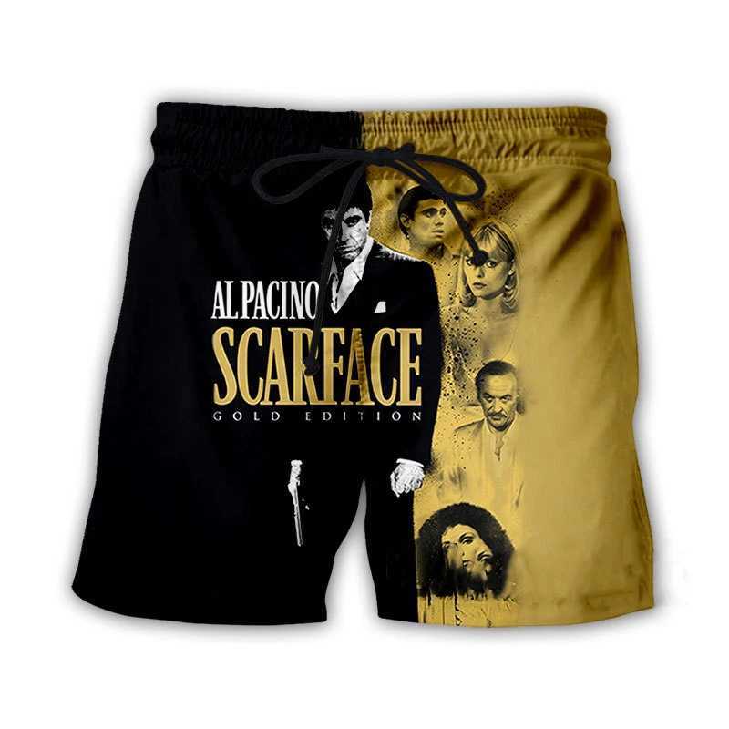 Scarface Classic Movie 3D Printed Beach Shorts Mens Fashion Oversized Surfboard Sports Pants Swimsuit Trunks Childrens ClothingXJ250407