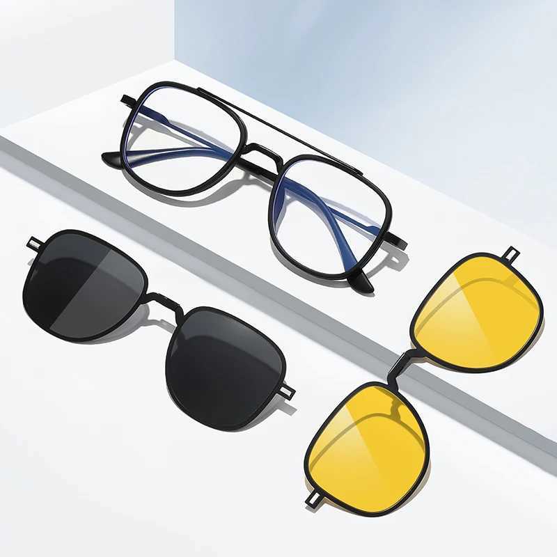 COHK Metal 3-in-1 new folding magnet clip on eyeglass frame trend polarized sunglasses mens optical computer glasses UV400 W250408
