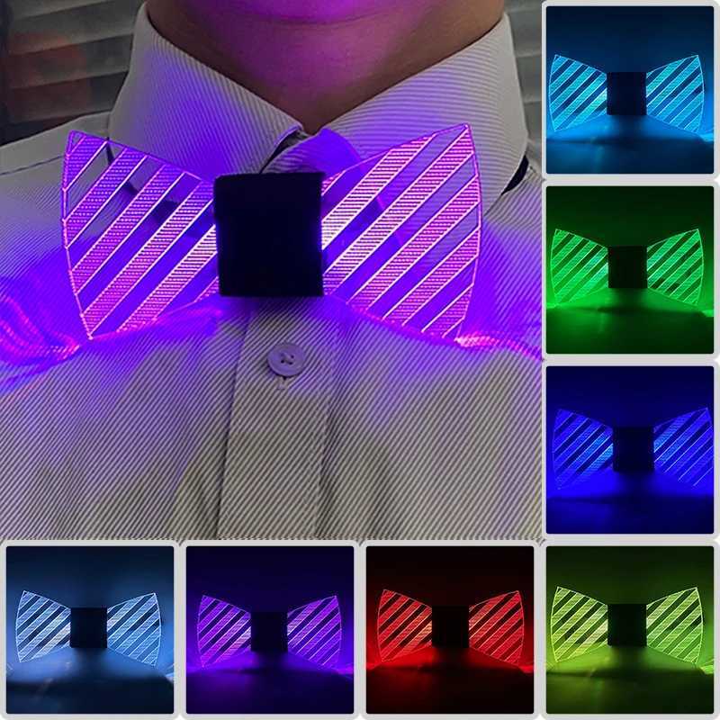 Attractive Costume Accessories Acrylic Bow Ties Men Wen Decorative Neck Tie Disco Music Night Flashing Glow Colorf Bow Ties X250407