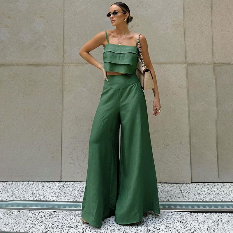 Women's Clothing High-Waisted Niche Slim-Fit Wide-Leg Pants Two-Piece