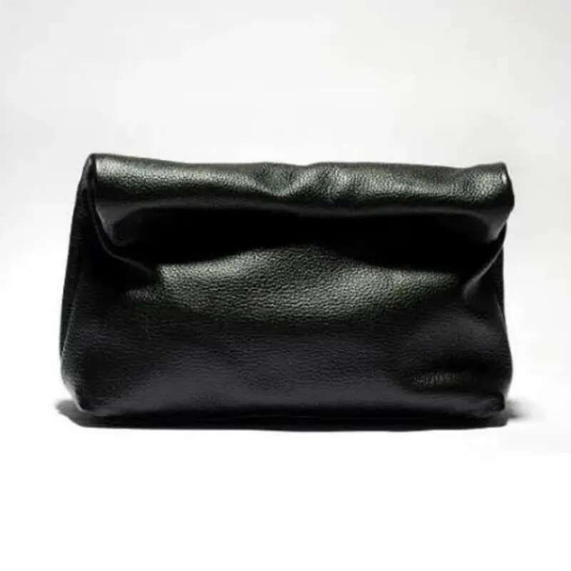 Personality Roll-Edge Lazy Casual Leather Soft Phone Women High Quality Holding Red Large Bag Designer