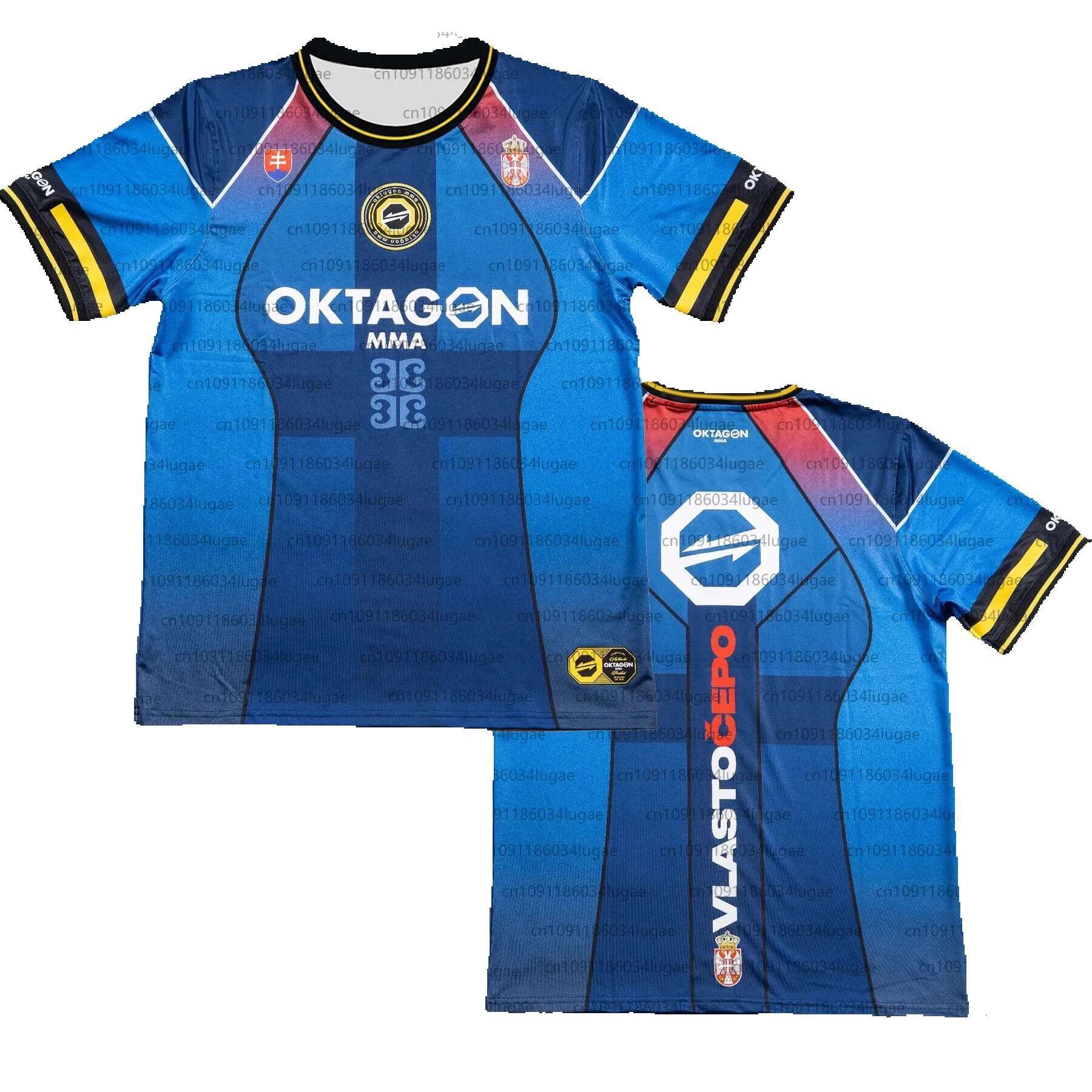 2025 Summer Printed Oktagon Fighting Fan Uniform and Women's Breathable Round Neck Short Sleeve Men's T-shirt Casual Style Jersey