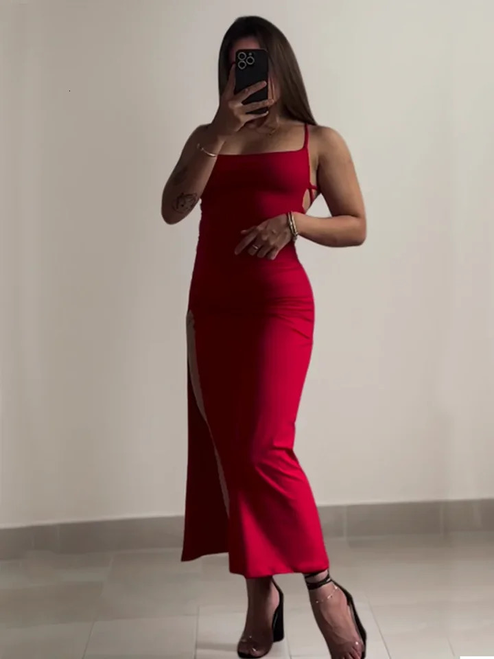 Club Black 2025 Explosive Dress Summer High Sensibility Halter Strap Spice Bag Hip Dress Sexy Womens Red Dress 250408