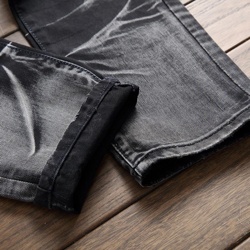 European and American denim jeans mens motorcycle pants regular suitable for straight leg trend n highquality plus size 250408