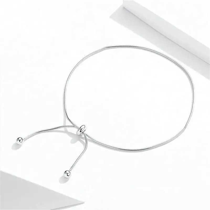 Stainless Steel Adjustable Anklet for Woman Round Snake Chain Pull-Out Anklet Button Birthday Gift Jewelry On Foot Wholesale Z250408
