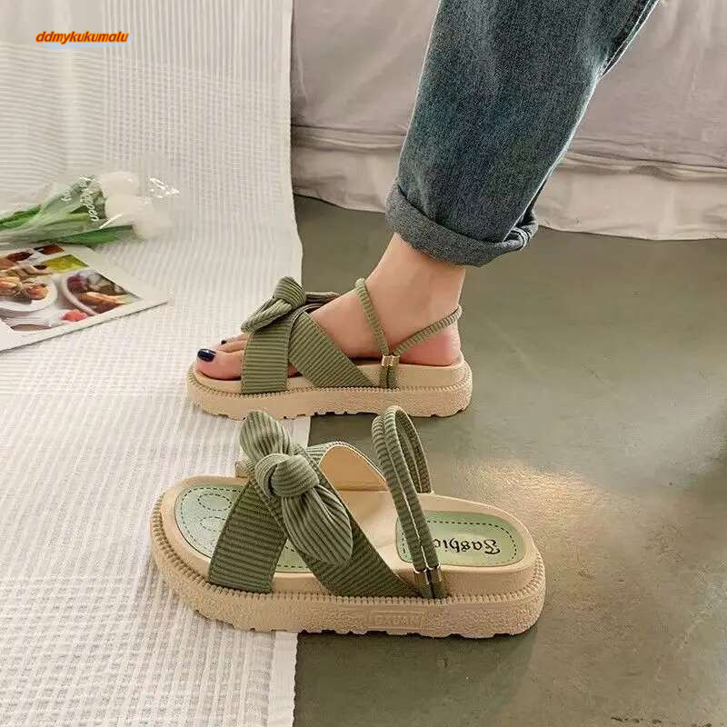Sandias De Tacon Internet Hot Women Shoes Summer Fairy Style Improve Fashion Student Platform Roman Lady Sands Flat Shoe ddmykukumalu