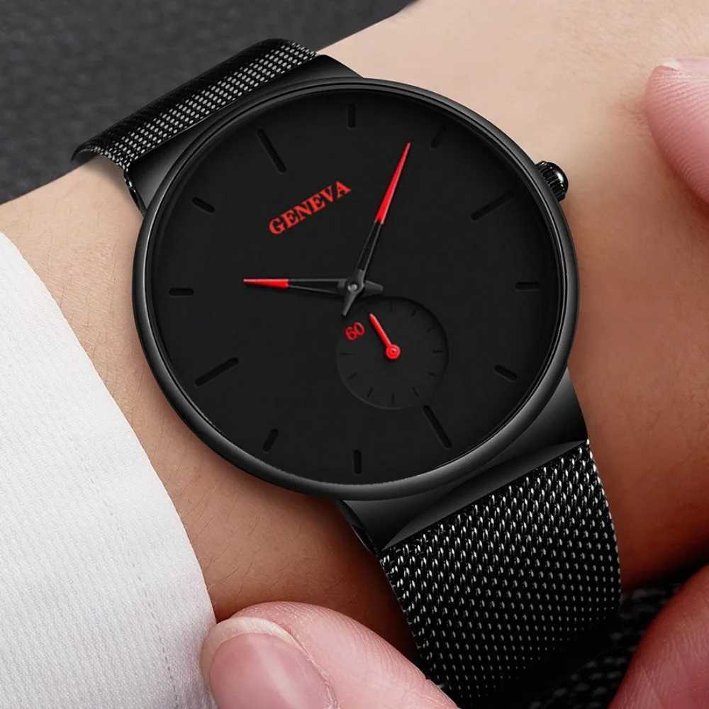 Fashionable mens watches top-notch luxury quartz watches mens casual ultra-thin mesh steel sports watches Relogio Masculino Y250407