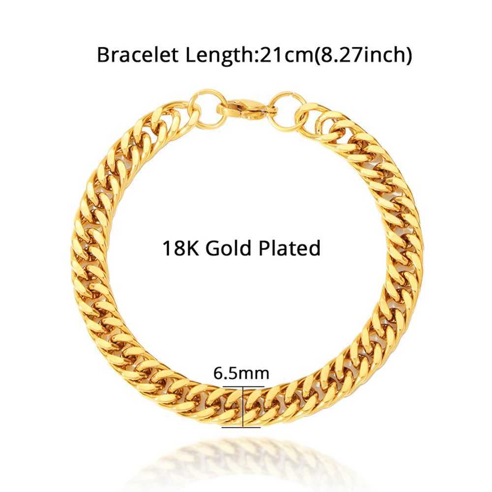Golden stainless steel 6.5mm curly Cuban chain bracelet for womens fashion parties weddings jewelry sets gifts Y250408