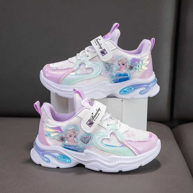 Girls casual shoes mesh breathable shoes Priness Elsa childrens casual white shoes sports shoes size 26-37 W250407