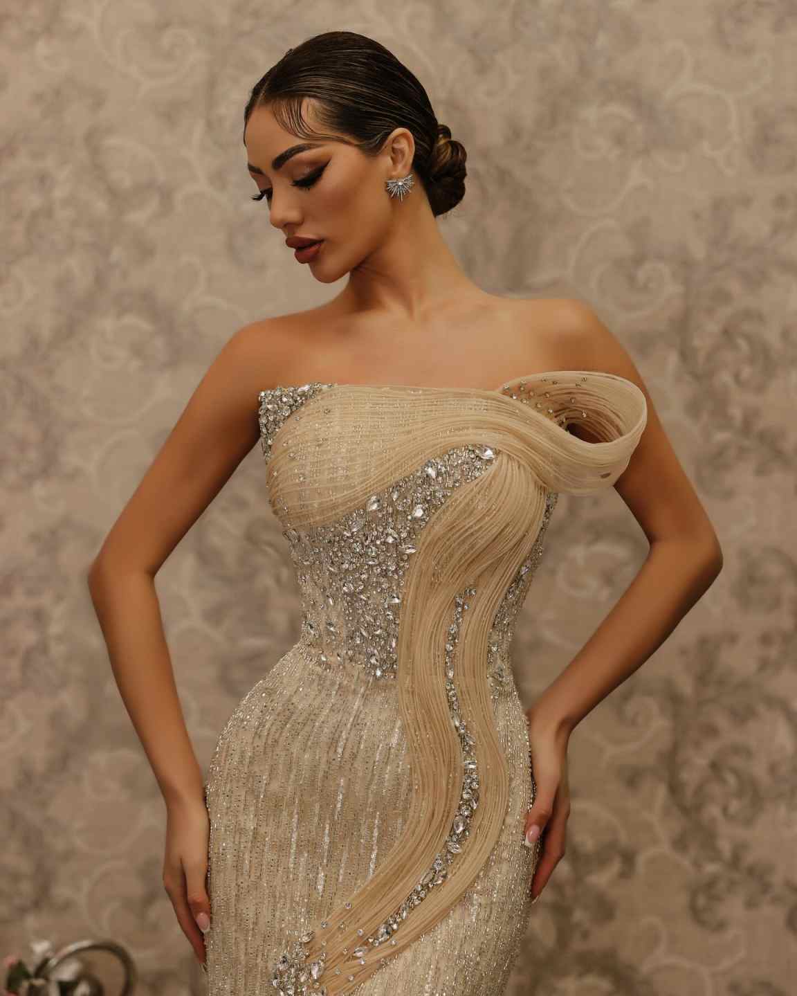 Luxury Beaded Rhinestone Mermaid Prom Dress Elegant Sequins Birthday Party Evening Gowns Customized Pleats Robes de