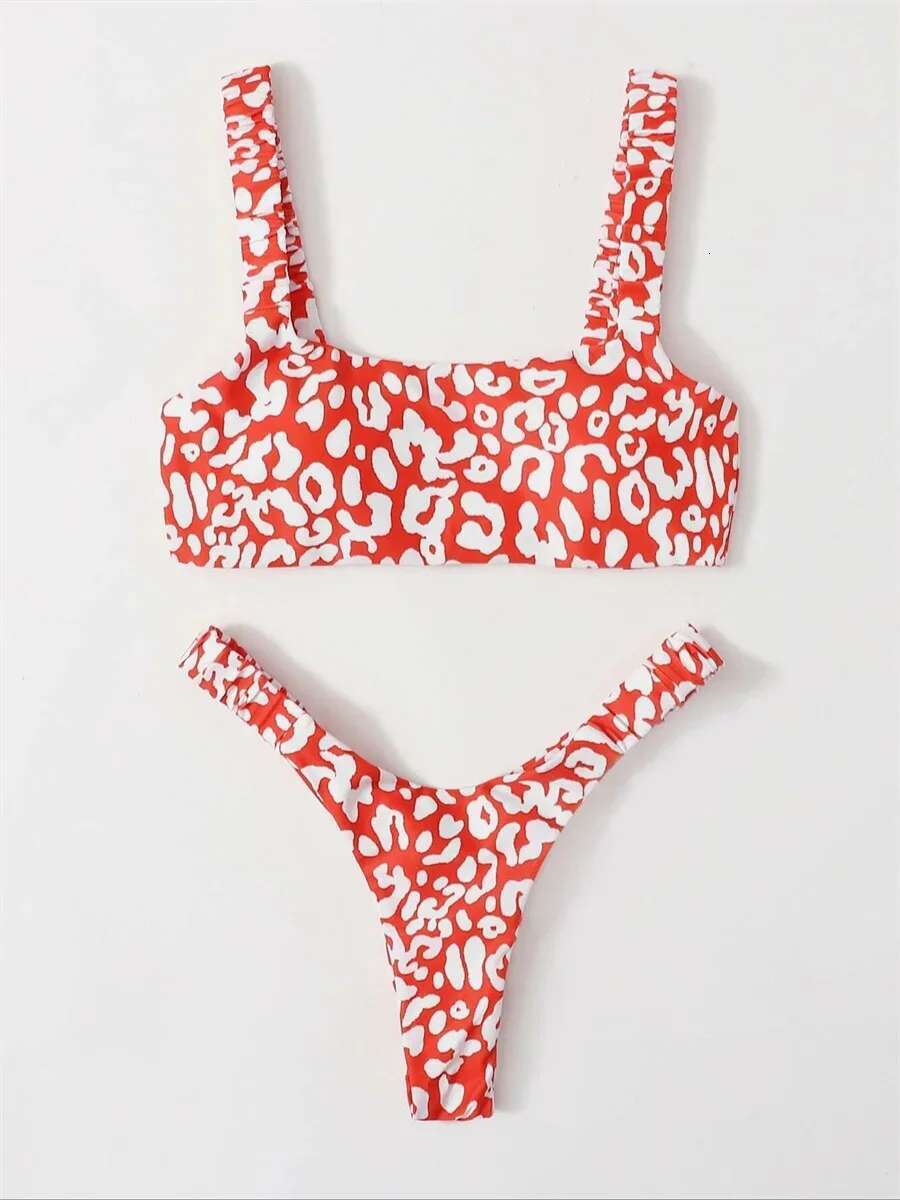 Dongdumaoyi Sexy Orange Leopard Print Bikini Set Women Push Up Thong Swimsuit Beach Cut Out Bathing Suit Micro Swimwear Trajes De Ba O