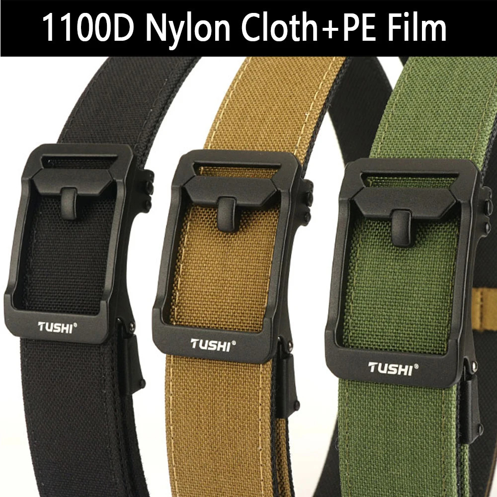 TUSHI Military Gun Belt for Men Nylon Metal Automatic Buckle Duty Belt Tactical Outdoor Girdle IPSC Accessories 250403