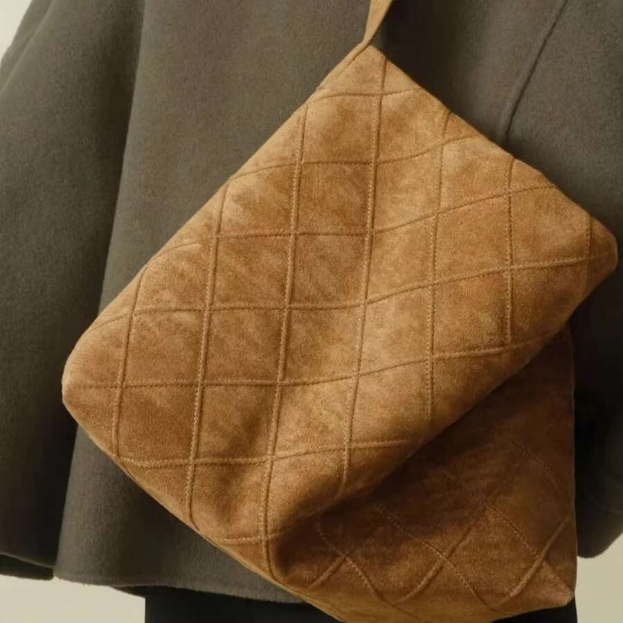 2025 Vintage Fashion High Quality Frosted Suede One Shoulder Women's Bag Casual Simple Versatile Famous Designer Leather Handbag