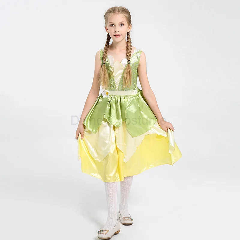 Disney Tiana costume girl dress up princess girl role-playing party costume childrens sleeveless carnival princess Halloween X250408