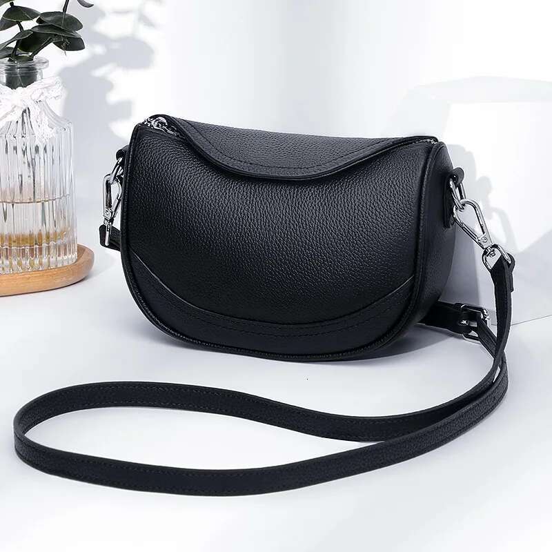 T Head Layer Cowhide Saddle Temperament Ladies' Small Handbag Genuine Leather Shoulder Crossbody Phone Bag