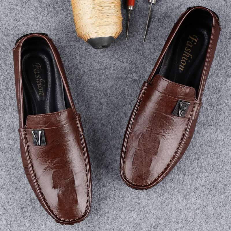 Genuine Leather Men Loafers Handmade Mens Casual Shoes Fashion Slip On Flats New Design Male Driving Footwear Moccasins