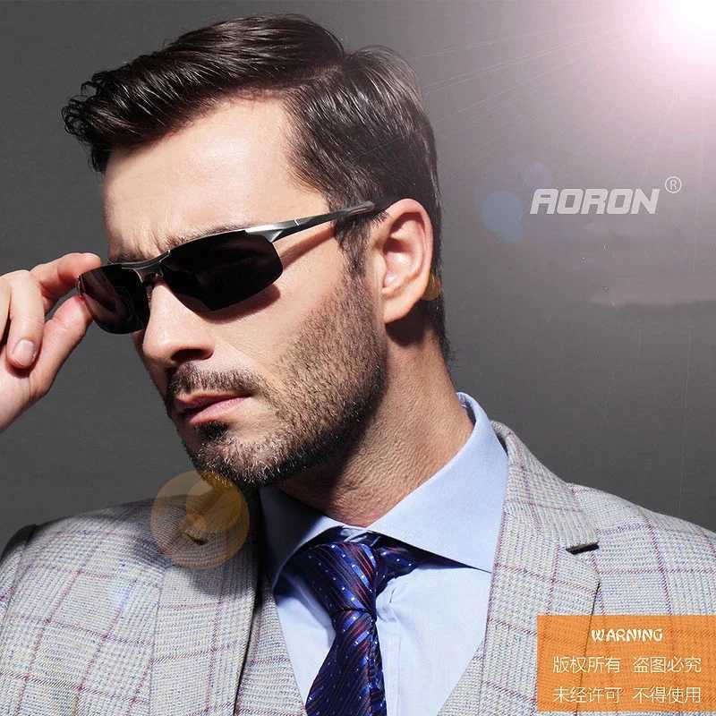 AORON Driving Polarized Sunglasses Mens Aluminum Magnesium Frame Sports Sunglasses Driver Retro Sunglasses UV400 Anti Glare W250408