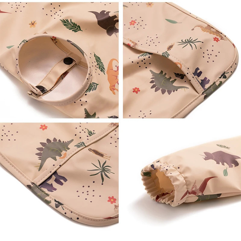 Little Boy Girl Painting Smock Babys Soft Waterproof Bib Child Meal Eating Apron with Long Sleeves Kid Adjustable Feeding Cloth 250408