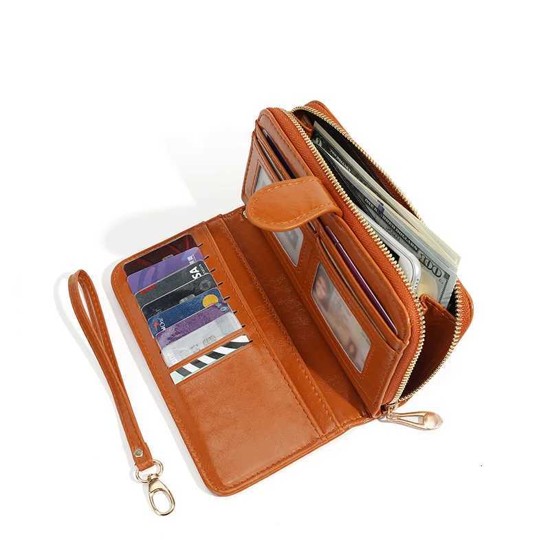 Womens Vintage Oil Wax PU Leather Clutch Wallet Female Large Capacity Phone Purse Ladies Wristband Simple Card Holder Pouch Bag H25110711