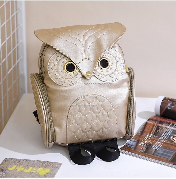 Designer 2025 New Women's PU Personalized Owl Shaped Korean Fashion Travel Bag Female Student Backpack