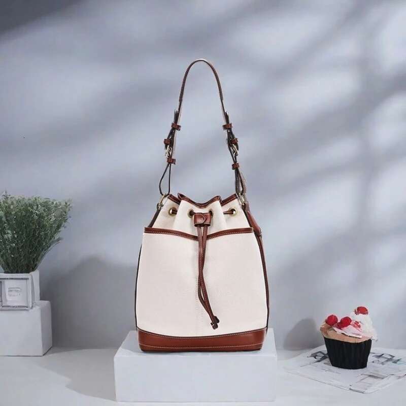 Bucket For Women Designer Canvas Tote 2025 New Drawstring Top Handbag Shoulder Bag And Wallet