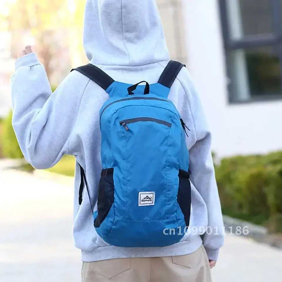 18L Ultrght Foldable Backpack Waterproof Nylon Packable Travel Hiking Cycling Bag 24x16x41cm Lightweight Outdoor Travel BagC250407