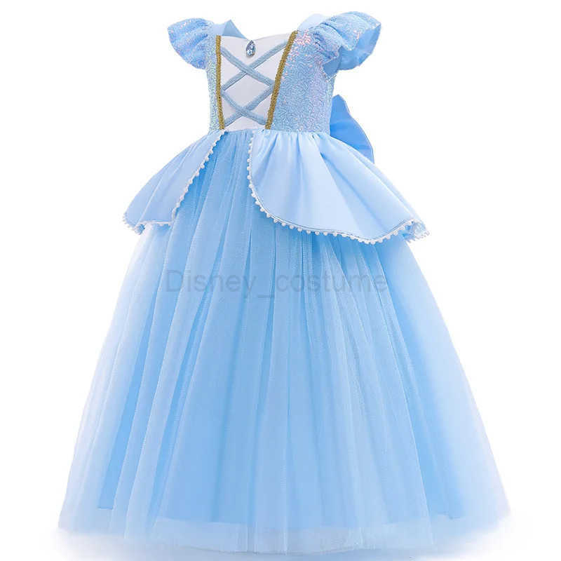 Disney 2-10Y Cinderella Dress Princess Role Playing Costume Girl Fancy Dress 2025 Childrens Christma Birthday Party Set with Gloves X250408