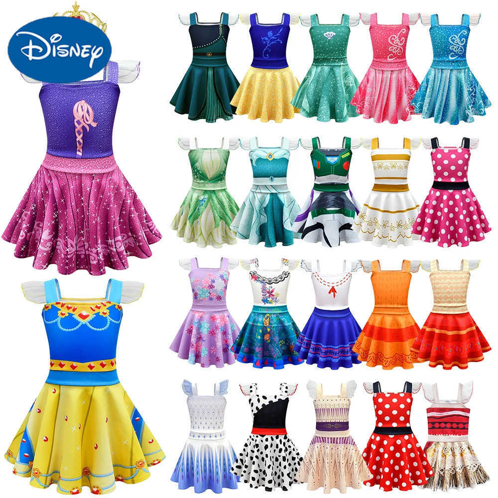 Disney Halloween Christmas girl princess Elsa long haired princess childrens Encanto costume Cruella dress summer chiffon sleeves baby casual clothing