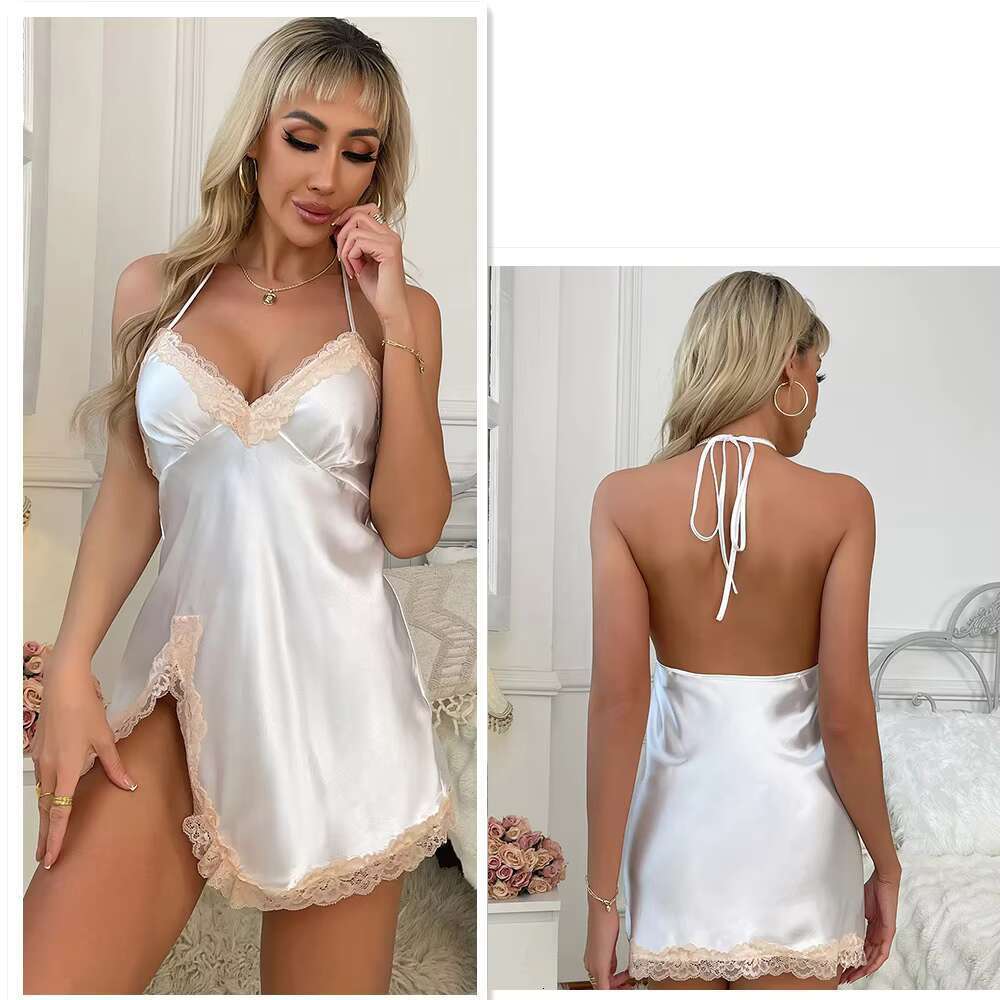 Hot Selg Fashion Sleeping Sexy Sleeveless Women's Summer V-Neck Pamas Satin Nightdress