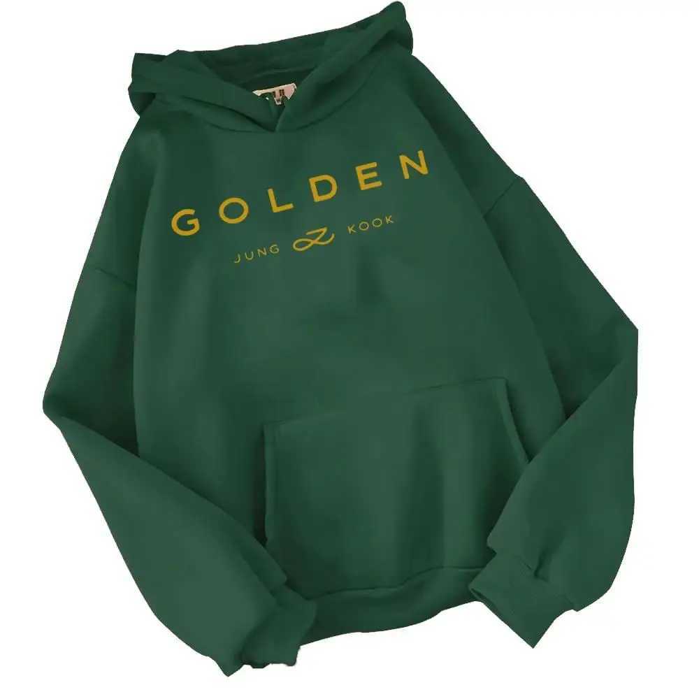2024 Hot Hoodies Jungkook Kpop Hoodies Retro Sportswear Sudaderas Winter Warm Gold Album Merch Unisex Hoodies Men and Women W250408