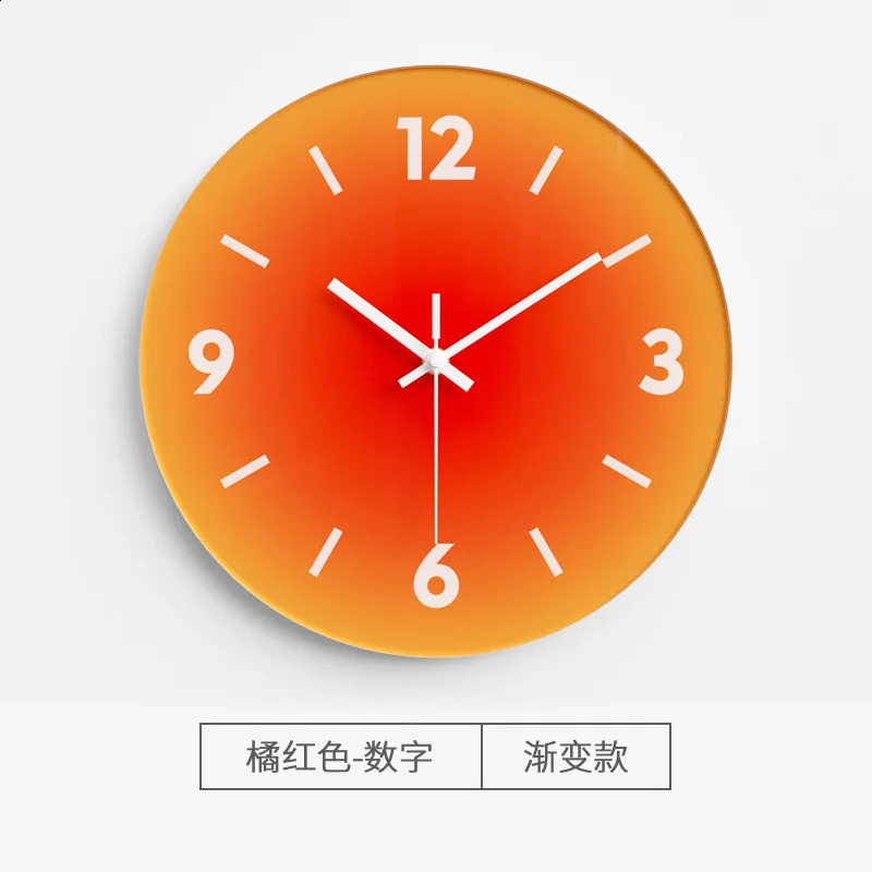 2025 Nordic Sunset Wall Clock Celebrity Ins Light Living Room Punch-free Creative Decoration Mute Simple Glass Clock 250408