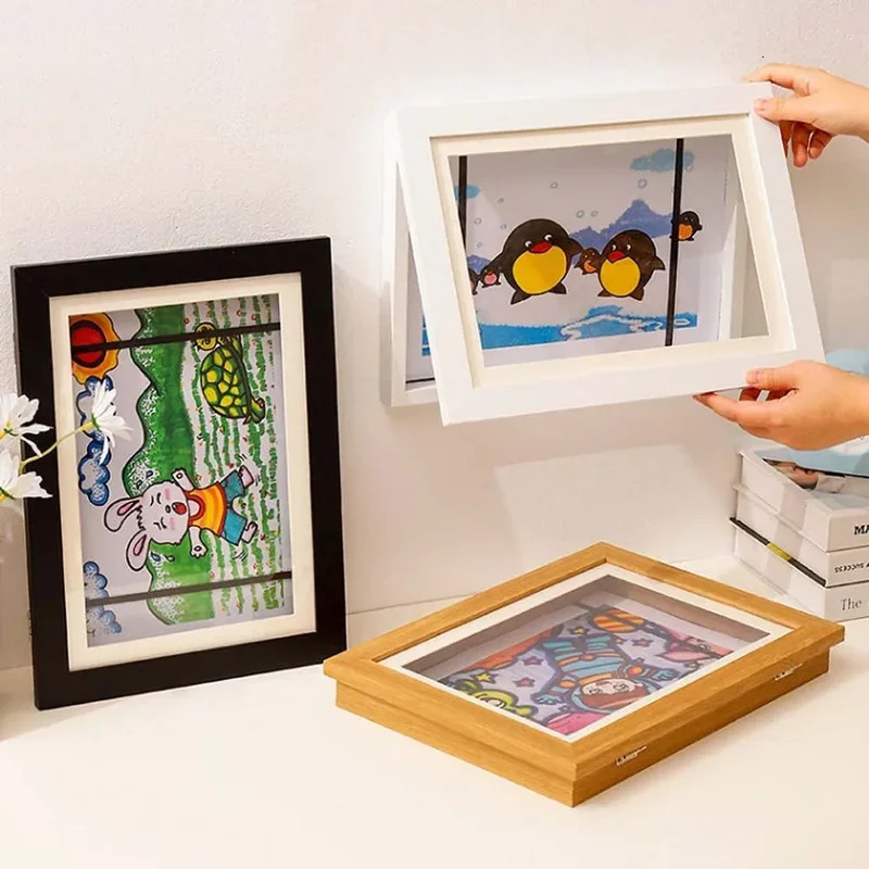 Simple wooden frame A3/A4 picture frame DIY Childrens Exhibition of Paintings Home Decoration Storage Rack 250408