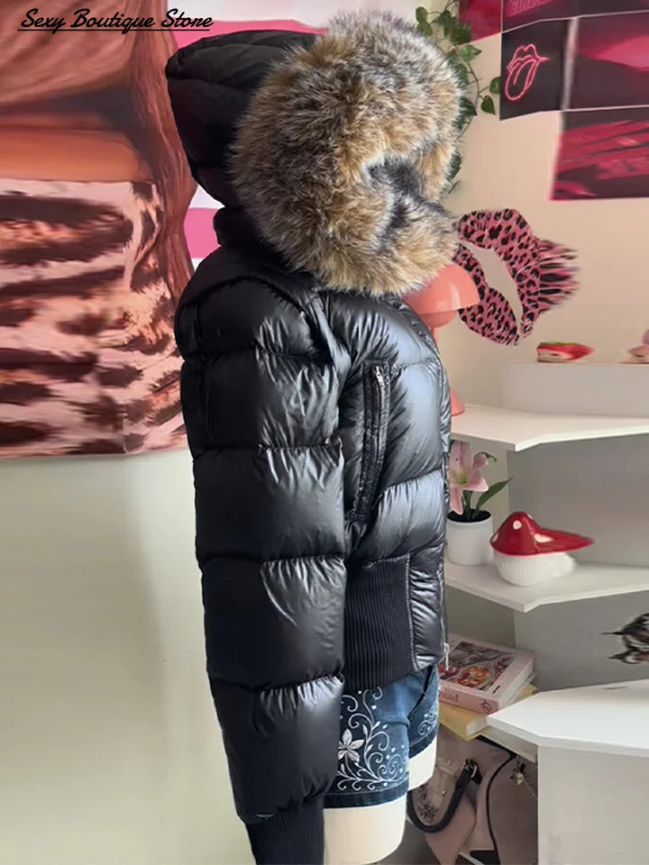 Womens Autumn Winter Title Seam Cotton Jacket Faux Fur Collar Long Sleeve Coat Slim Fit Detachable Coats 2025 Lady Outwears 251107 - view 6