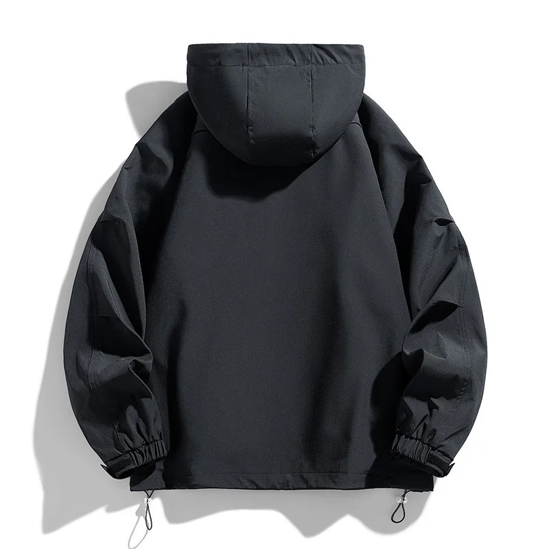Mens jacket waterproof and windproof cover oversized trench 6XL 7XL 8XL black camping bomber loose thin soft shell 250407