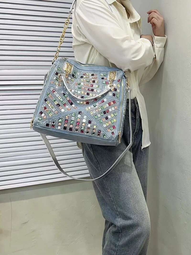 Women's Denim Bag Crossbody Shoulder Wallet Large Capacity Dia Vintage Blue Jean Purse And Handbags