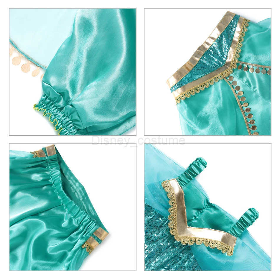 Disney Princess Dress of Birthday Party Carnival Cosplay Girls Costume Top+Pants+Headband Clothing Pants Set 2PCS X2504081